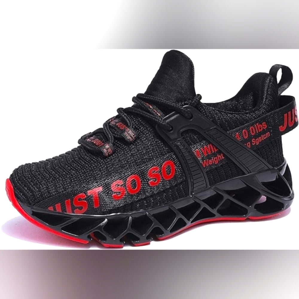 Kids Running Shoes - Louheve - size 4, big kid - black / red